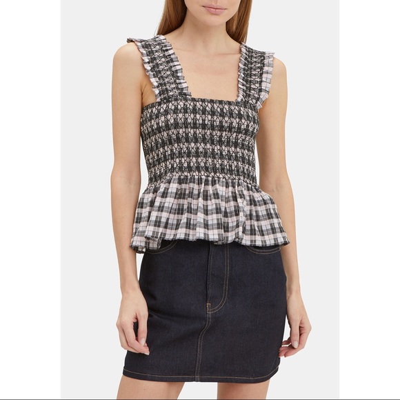 ganni smocked top